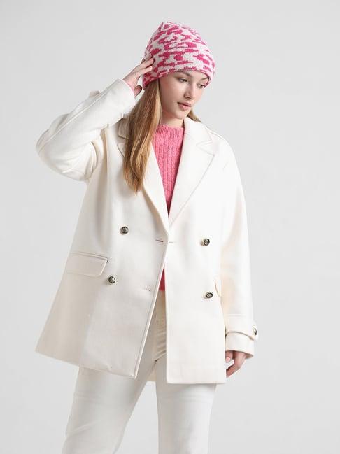 only white straight fit coat