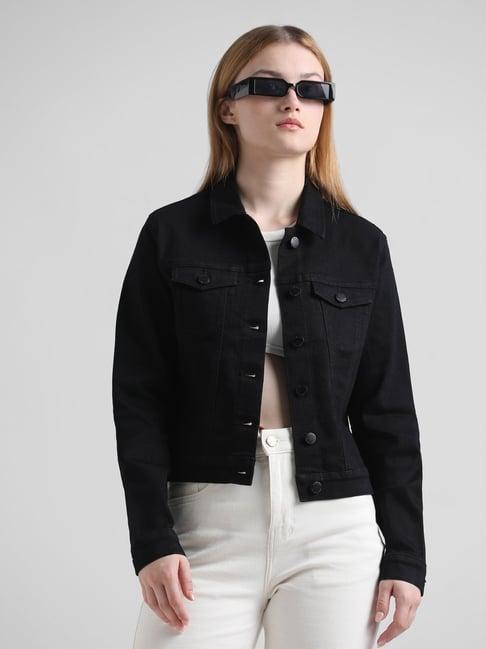 only black relaxed fit denim jacket