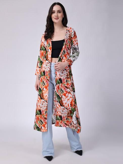 scorpius multicolor floral print long shrug