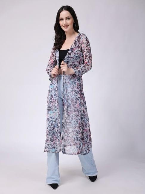 scorpius multicolor floral print long shrug