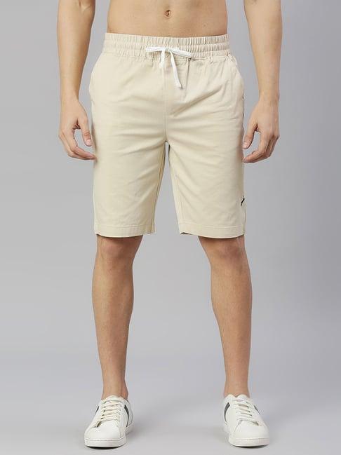 thomas scott beige slim fit shorts