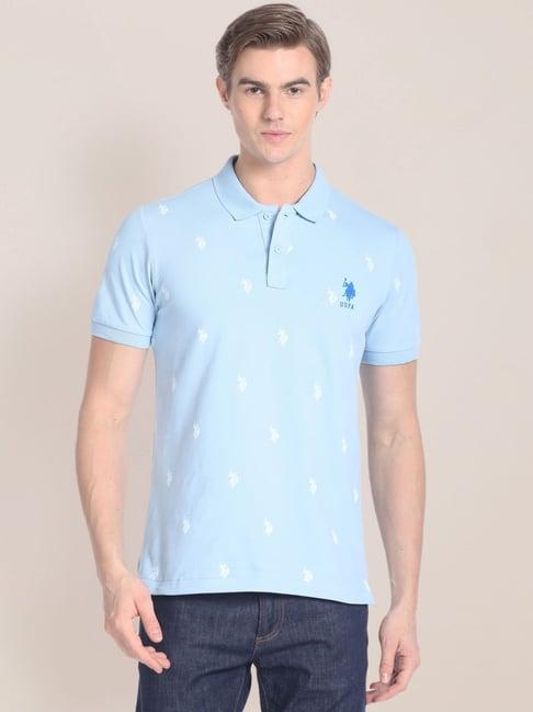 u.s. polo assn. light blue cotton slim fit polo t-shirt