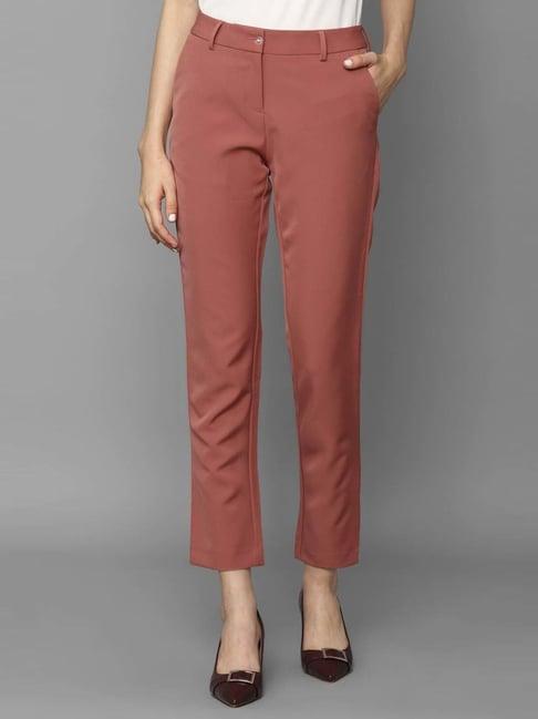 allen solly rust mid rise trousers