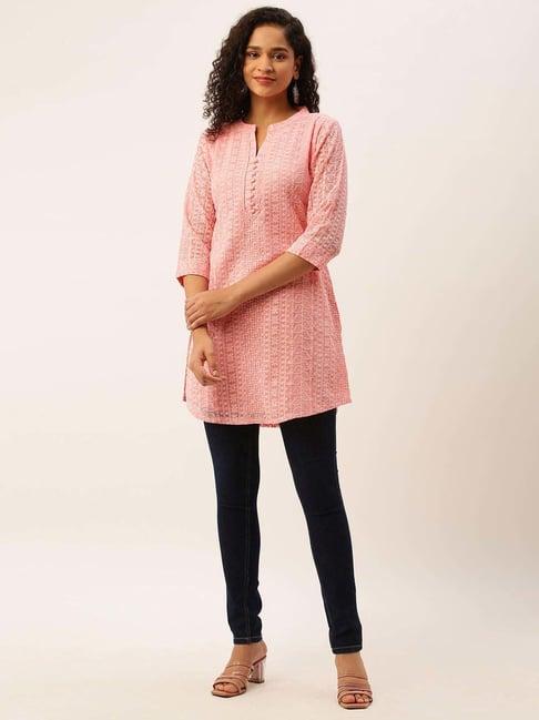 zola peach embroidered tunic