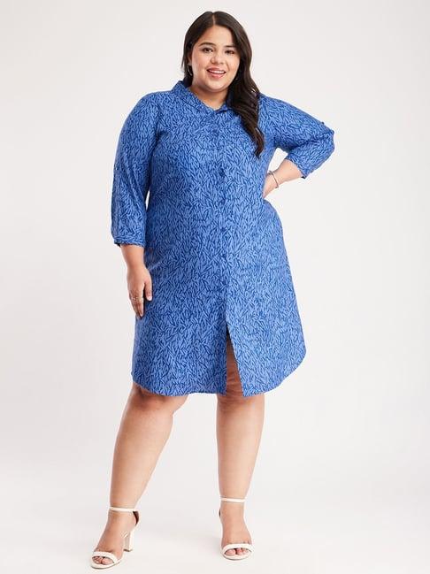 fablestreet x blue printed shirt dress