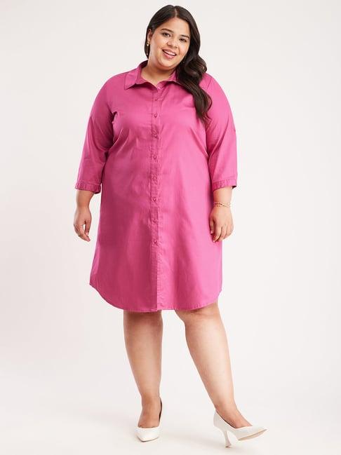 fablestreet x fuchsia cotton regular fit shirt dress