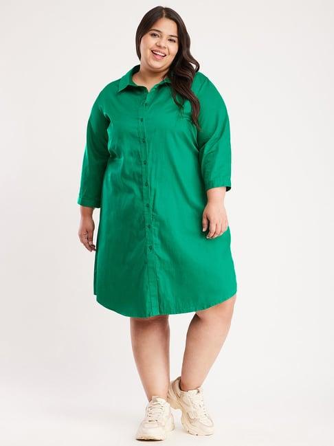 fablestreet x green cotton regular fit shirt dress