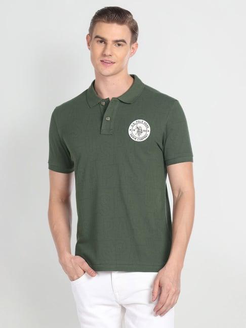 u.s. polo assn. denim co. olive cotton muscle fit printed polo t-shirt