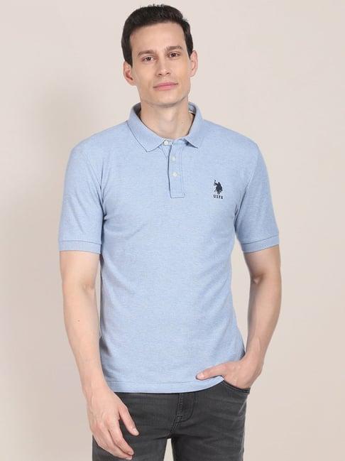 u.s. polo assn. light blue cotton regular fit polo t-shirt