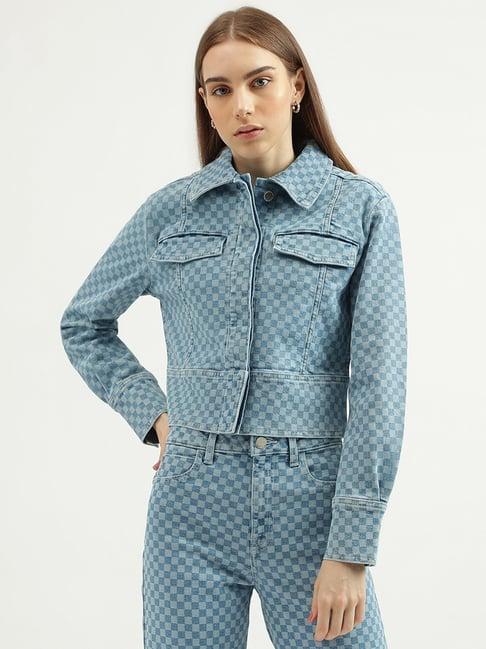 united colors of benetton blue checks jacket