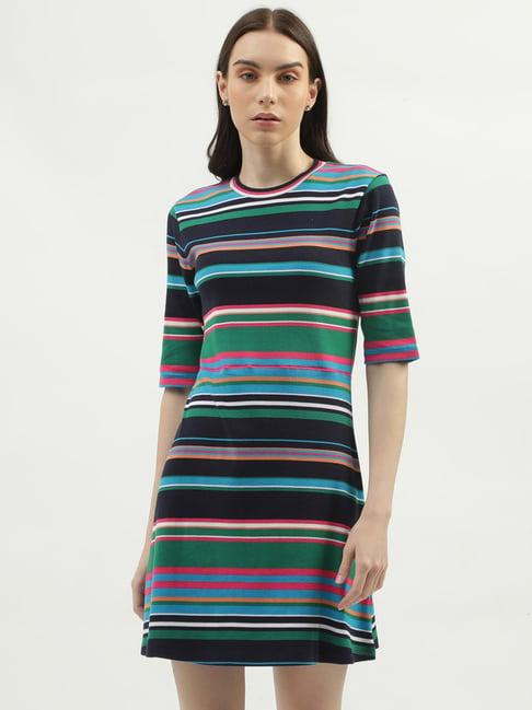 united colors of benetton multicolor cotton striped t shirt dress