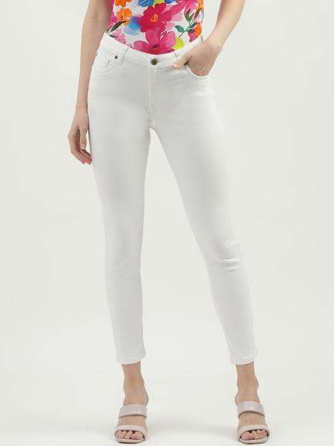 united colors of benetton white cotton skinny fit mid rise jeans