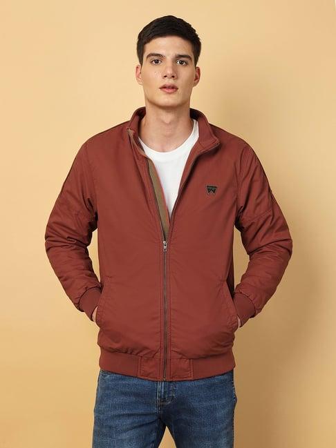 wrangler rust regular fit high neck jacket