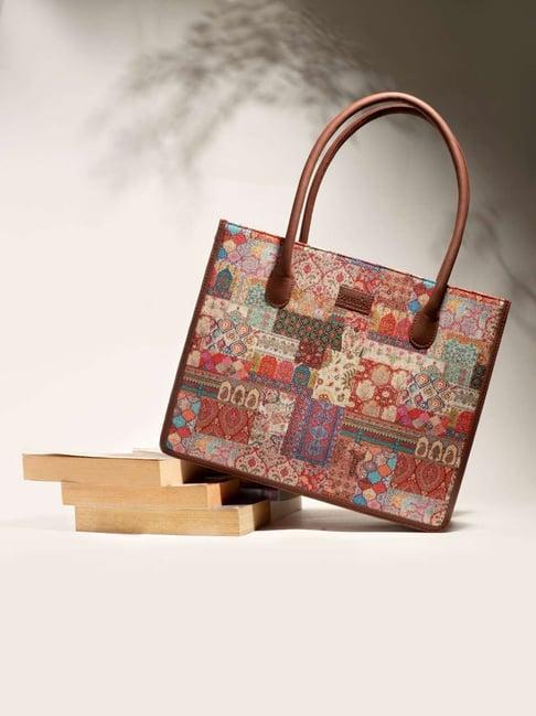 zouk kutch gamthi book multicolor printed tote handbag