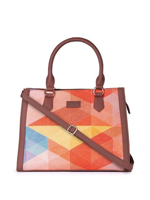 zouk geo optics classic multicolor printed medium handbag