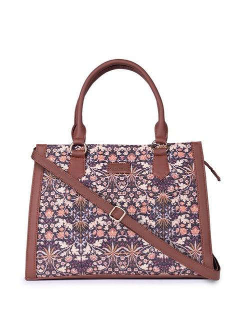 zouk kashmir blooms classic multicolor printed medium handbag