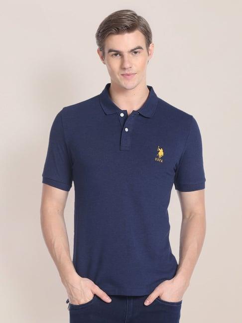 u.s. polo assn. blue cotton slim fit polo t-shirt