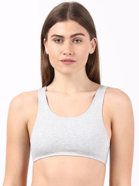 jockey grey cotton sports bra