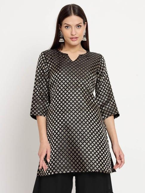 studiorasa black geometric print straight kurti