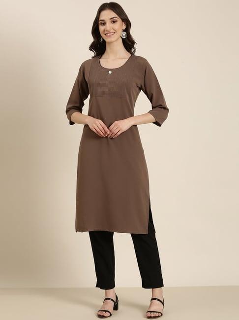 showoff brown georgette regular fit kurta