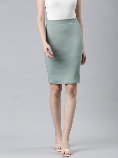 showoff green above knee skirt