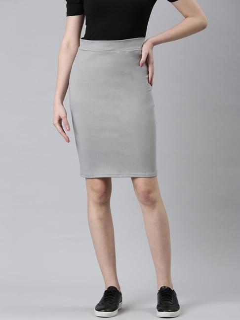 showoff grey above knee skirt