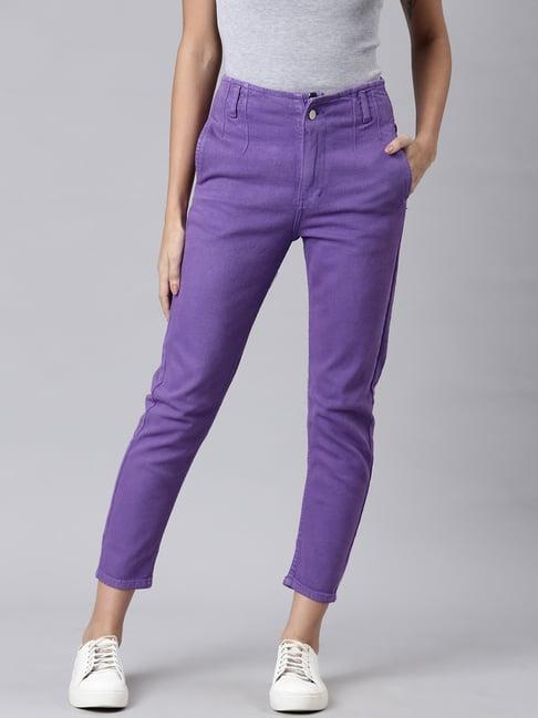 showoff lavender denim slim fit mid rise jeans