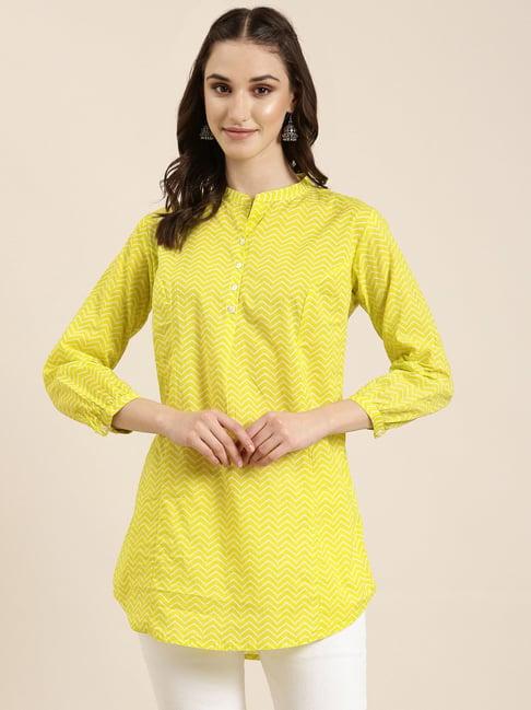 showoff lime green printed kurti