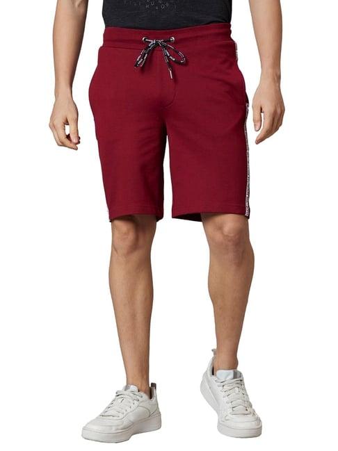 being human red regular fit shorts