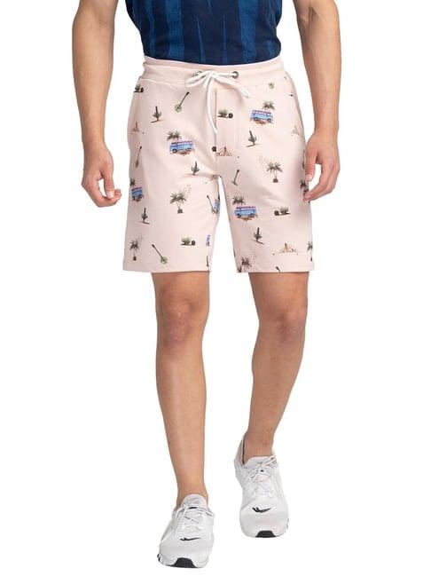 being human peach regular fit printed shorts