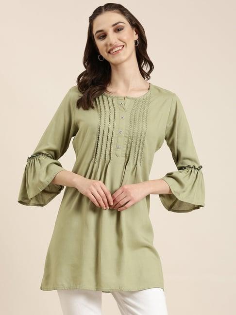 showoff light olive regular fit kurti