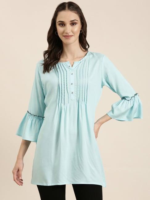 showoff sky blue regular fit kurti