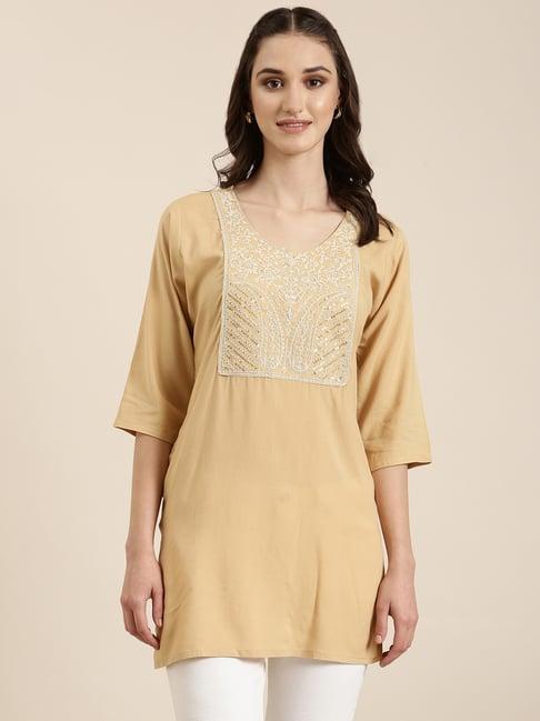 showoff beige regular fit kurti