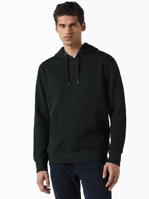 wes casuals by westside solid emerald green relaxed fit sweatshirt