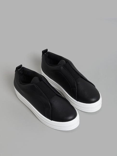 luna blu by westside black elastic slip-on shoes