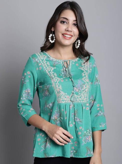 cantabil green printed top