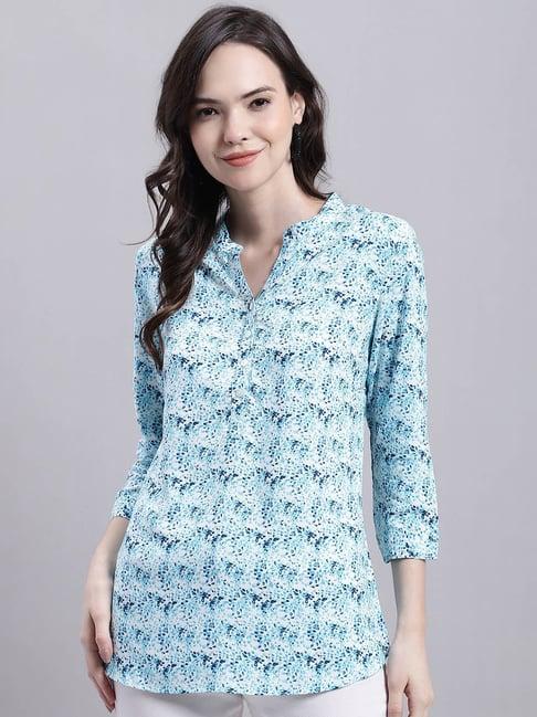 cantabil sky blue printed top