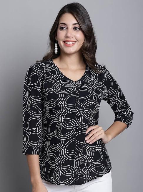 cantabil black printed top