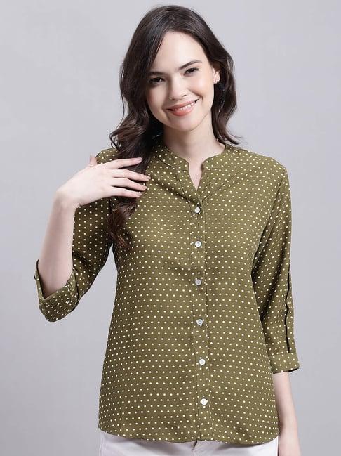 cantabil olive polka dot top