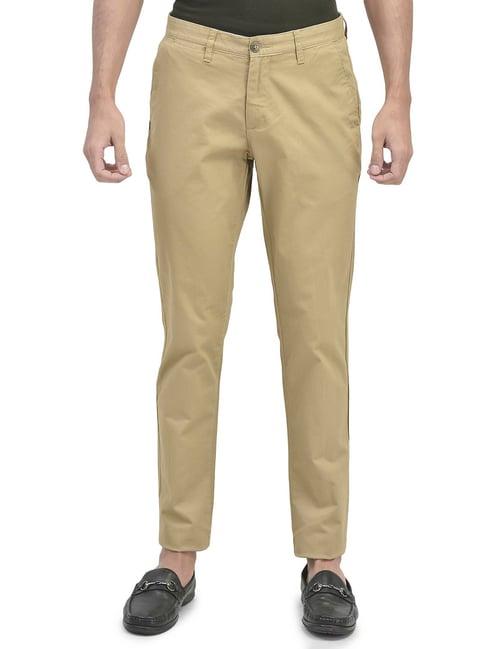 woodland camel regular fit flat front trousers