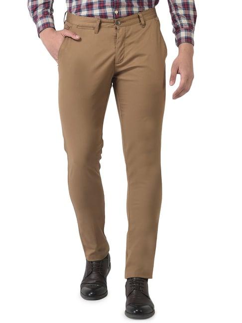 woodland light brown regular fit flat front trousers