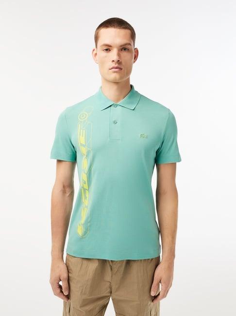 lacoste green regular fit printed polo t-shirt