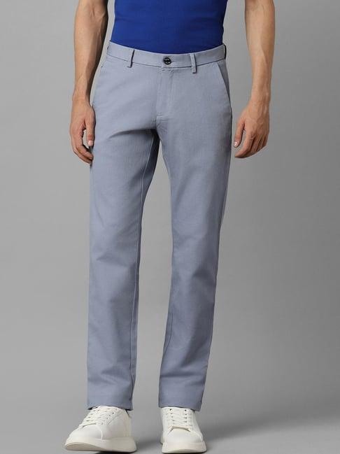 allen solly blue cotton slim fit texture trousers