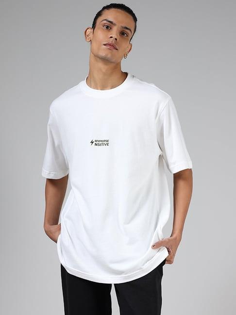 studiofit by westside off white typographic printed relaxed fit t-shirt