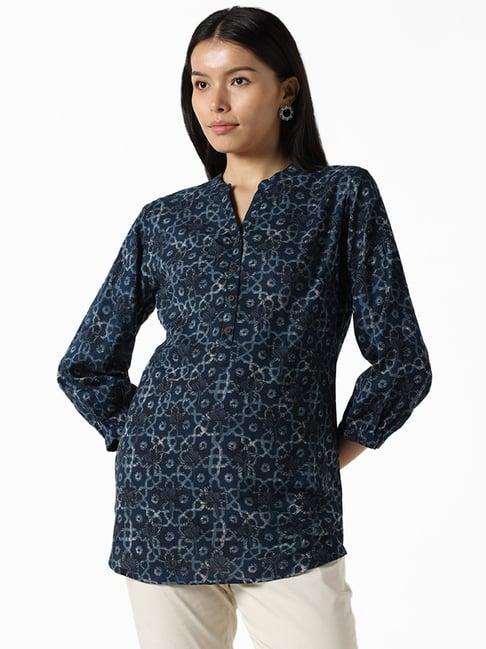 utsa by westside indigo printed straight tunic