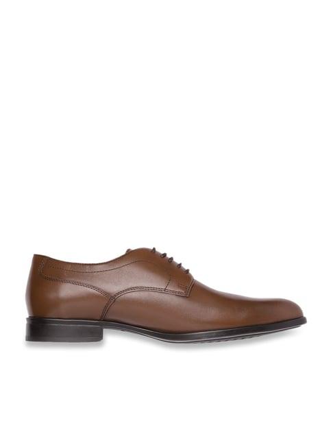 geox men's u iacopo cognac leather derby shoes