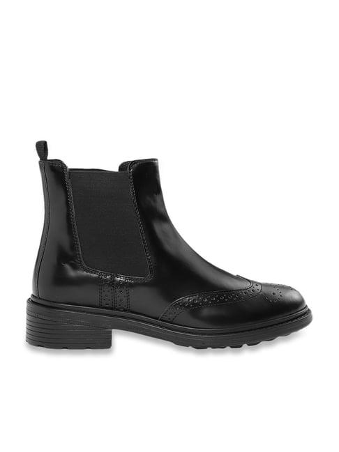 geox women's d walk pleasure black leather chelsea boots