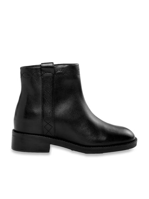 geox women's d larysse black leather casual booties