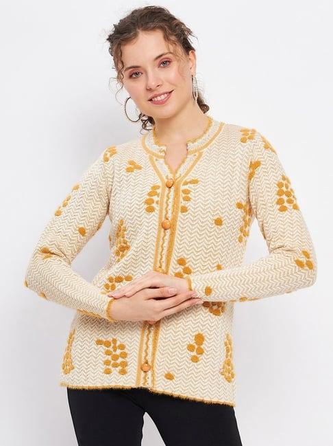 duke yellow self pattern cardigan