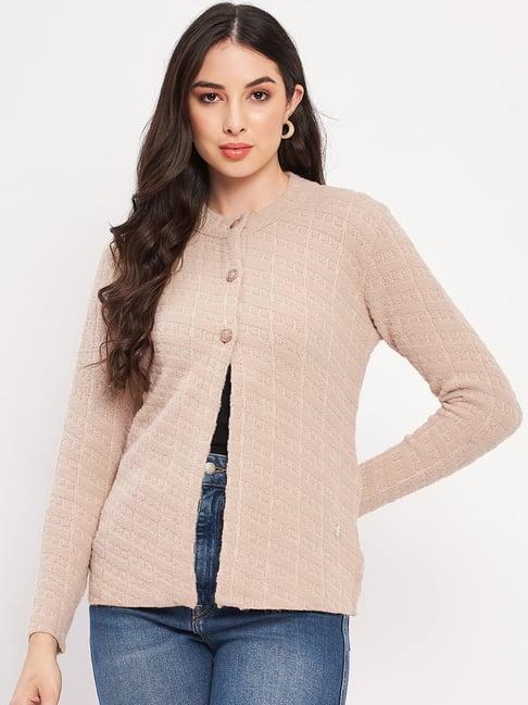 duke beige self pattern cardigan